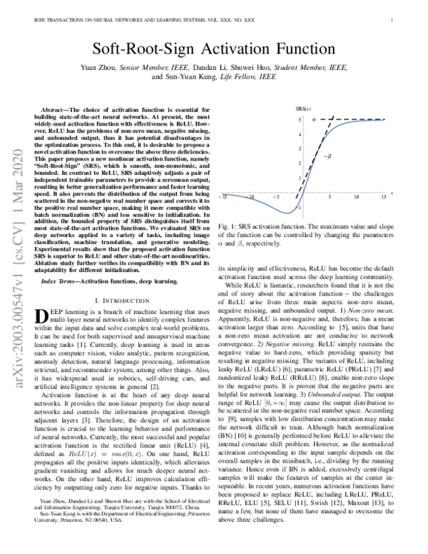 (PDF) Soft-Root-Sign Activation Function