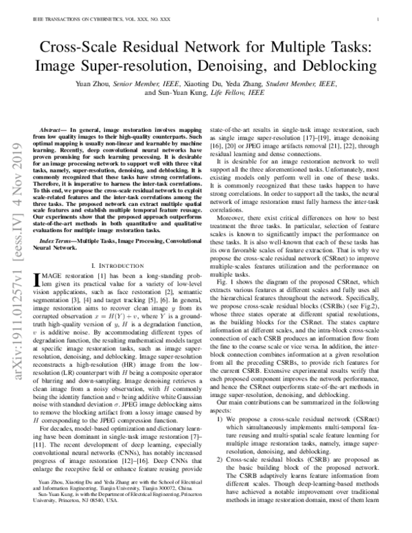 (PDF) Cross-Scale Residual Network for Multiple Tasks:Image Super ...