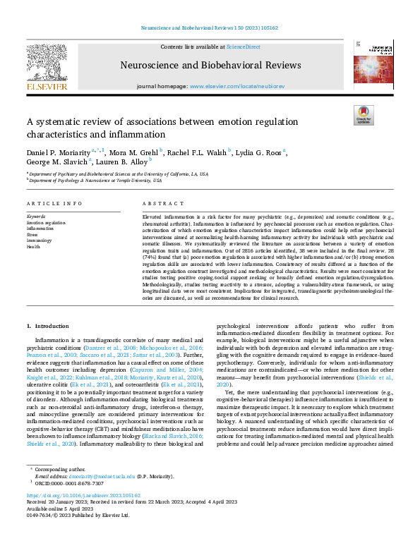 (PDF) A systematic review of associations between emotion regulation ...
