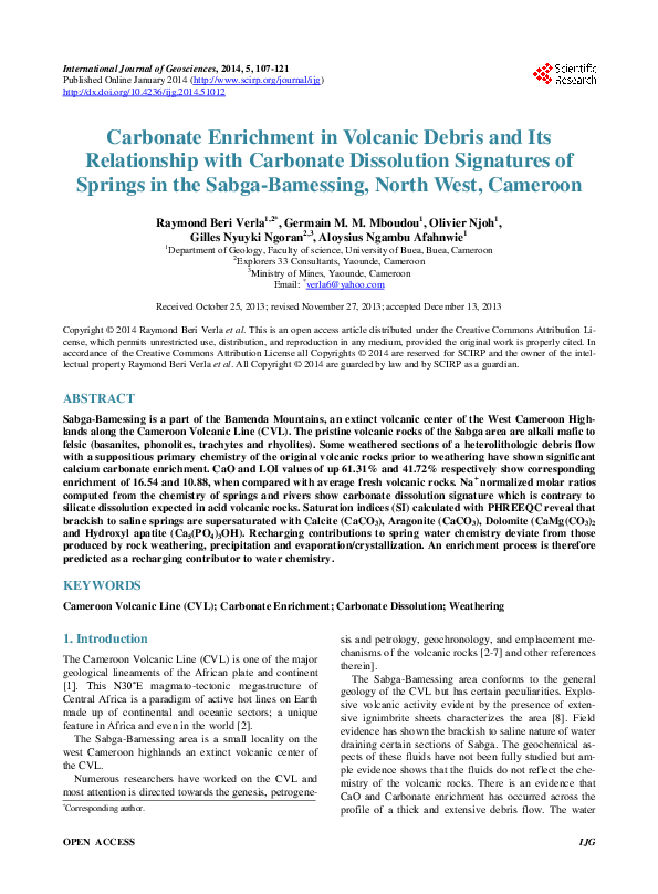 (PDF) Carbonate Enrichment in Volcanic Debris and Its Relationship with ...