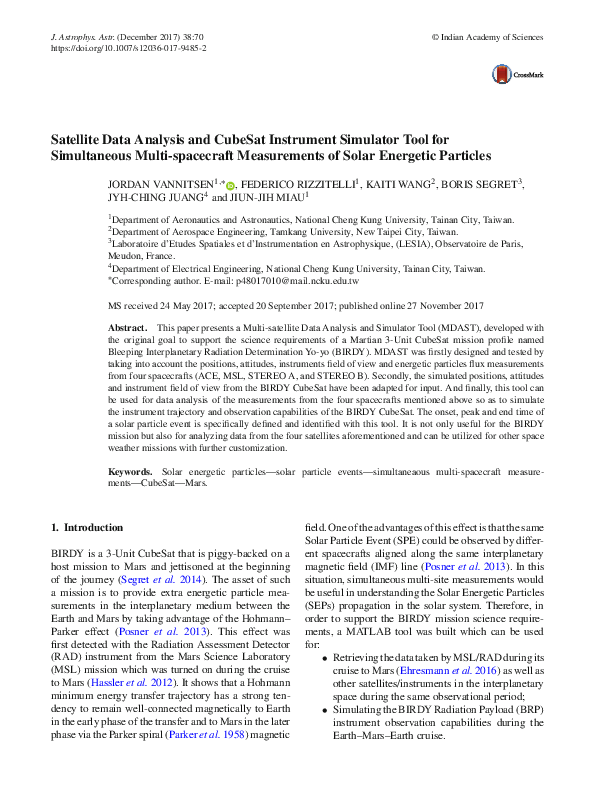 (PDF) A Satellite Data Analysis and CubeSat Instrument Simulator Tool ...