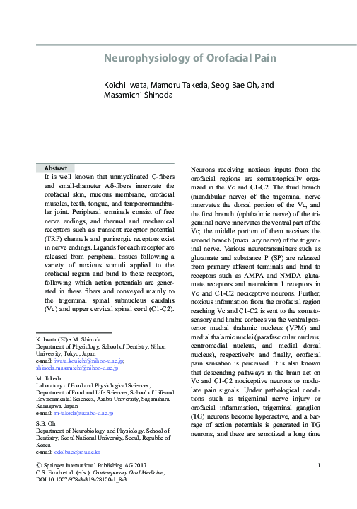 (PDF) Neurophysiology of Orofacial Pain