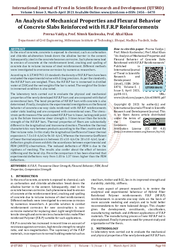 (PDF) An Analysis of Mechanical Properties and Flexural Behavior of ...