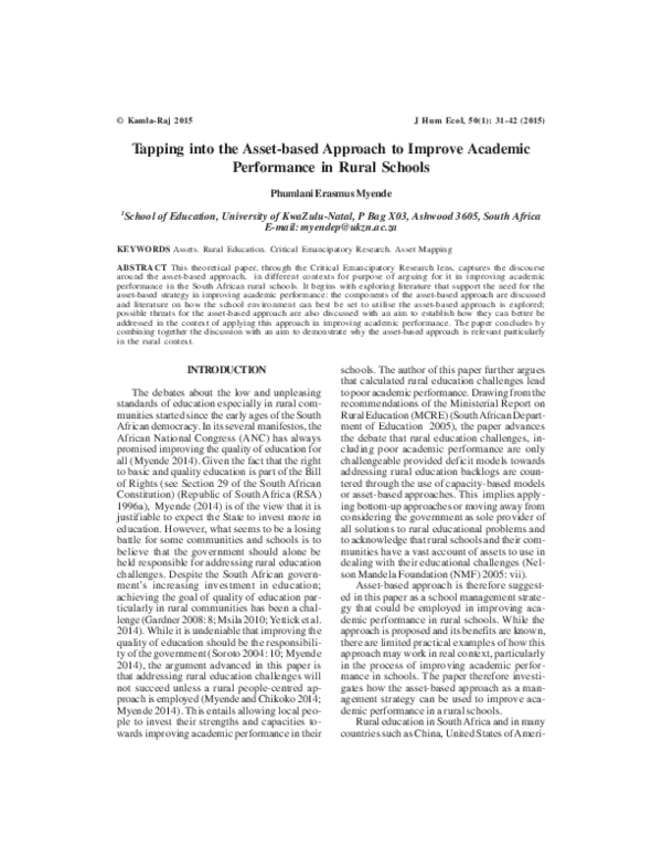 (PDF) Tapping into the Asset-based Approach to Improve Academic ...
