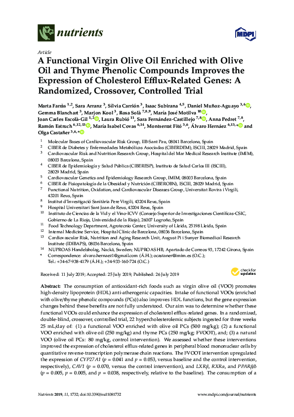 (PDF) A Functional Virgin Olive Oil Enriched with Olive Oil and Thyme ...