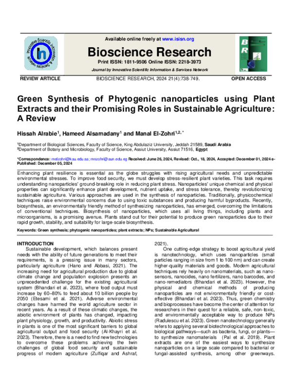 (PDF) Green Synthesis of Phytogenic nanoparticles using Plant Extracts ...