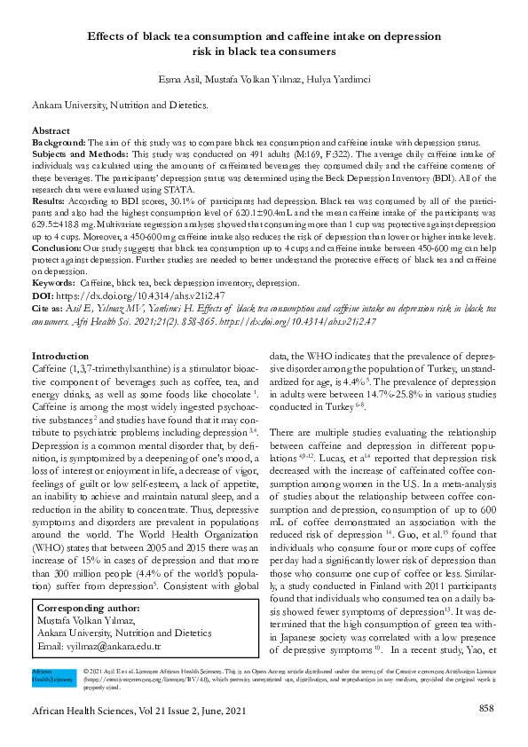 (PDF) Effects of black tea consumption and caffeine intake on ...