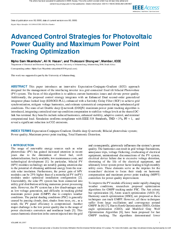 (PDF) Advanced Control Strategies for Photovoltaic Power Quality and ...