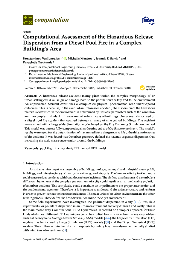 (PDF) Diesel Pool Fire Incident Inside an Urban Street Canyon