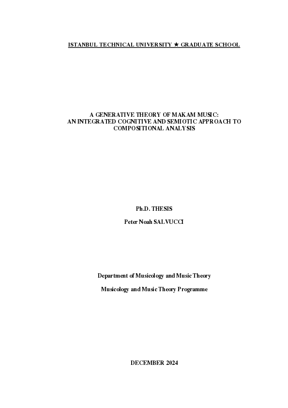 (PDF) A GENERATIVE THEORY OF MAKAM MUSIC: AN INTEGRATED COGNITIVE AND