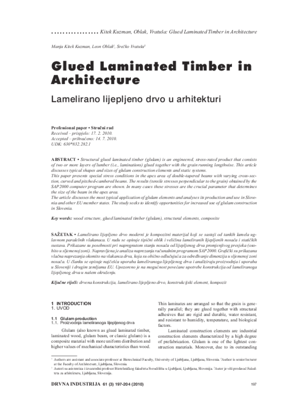 (PDF) Glued Laminated Timber in Architecture
