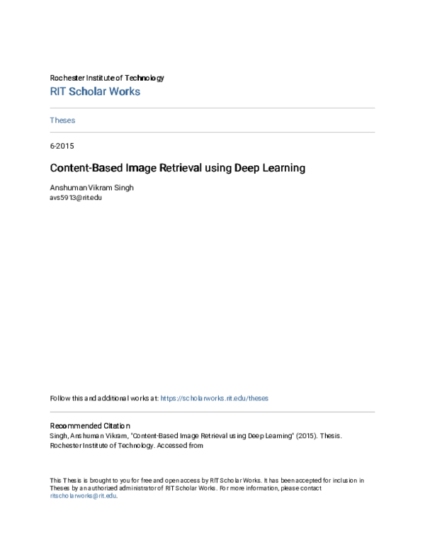(PDF) Content-Based Image Retrieval using Deep Learning