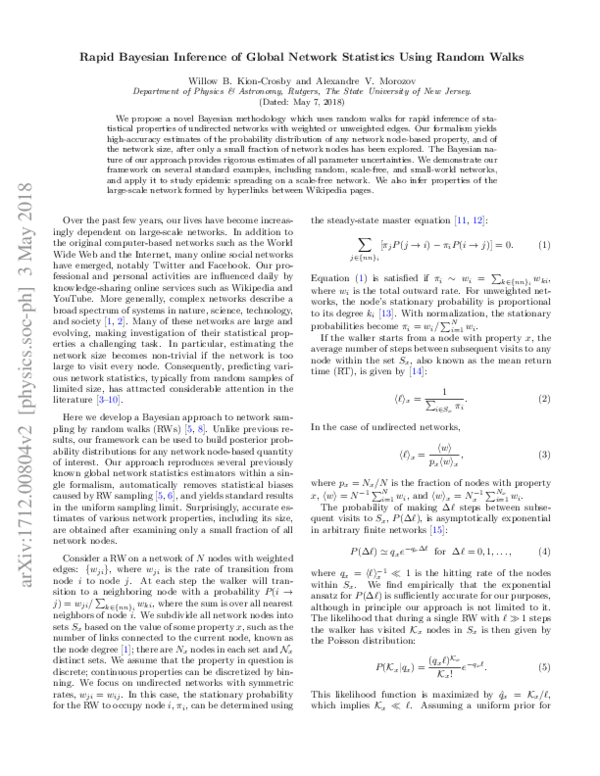 (PDF) Rapid Bayesian Inference of Global Network Statistics Using ...