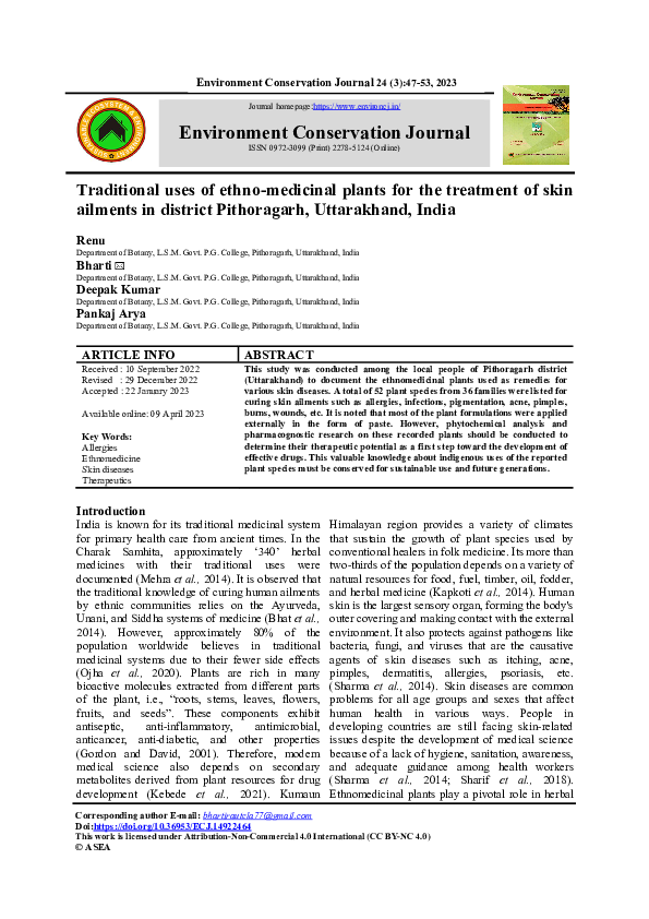 (PDF) Traditional uses of ethno-medicinal plants for the treatment of ...