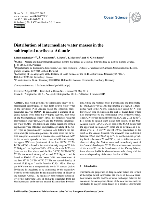(PDF) Distribution of intermediate water masses in the subtropical ...