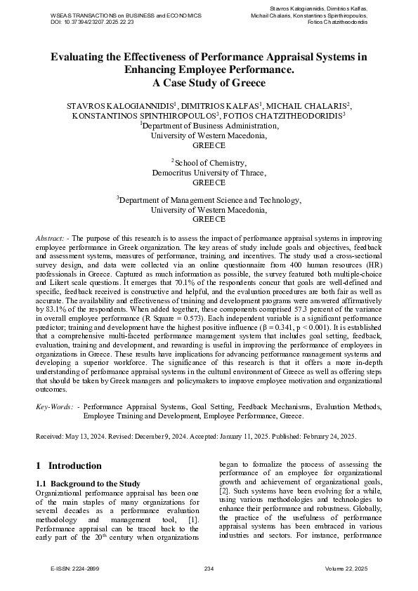 (PDF) Evaluating the Effectiveness of Performance Appraisal Systems in ...