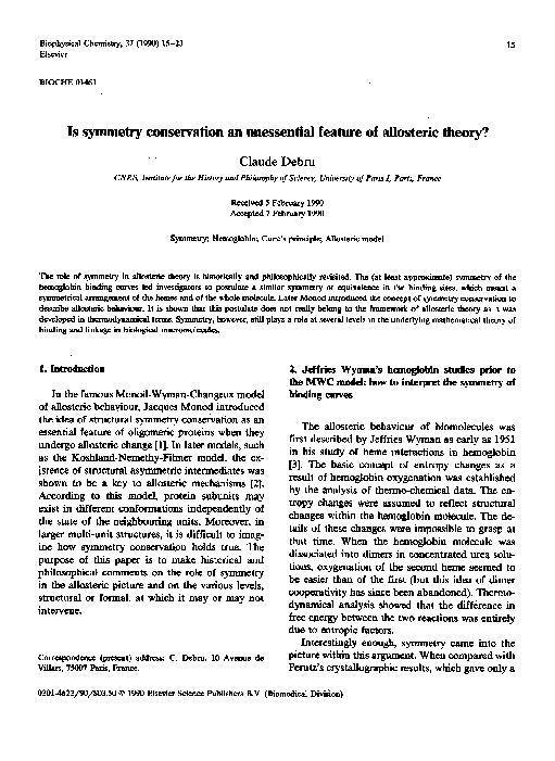 (PDF) Is symmetry conservation an unessential feature of allosteric theory?