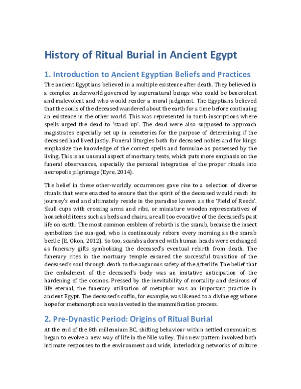 (PDF) History of Ritual Burial in Ancient Egypt