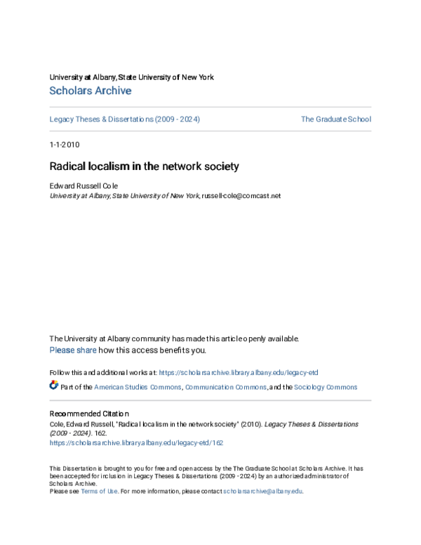(PDF) Radical localism in the network society
