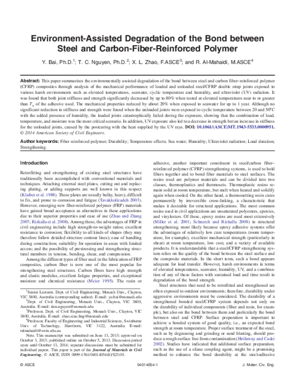 (PDF) Environment-Assisted Degradation of the Bond between Steel and ...
