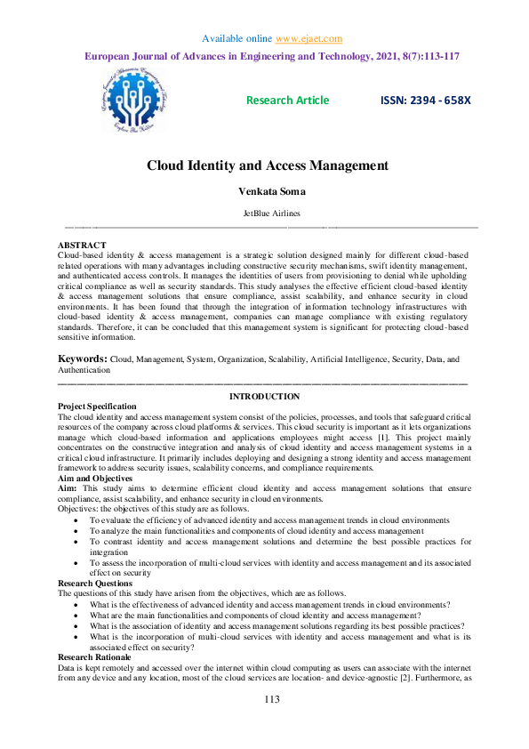 (PDF) Cloud Identity and Access Management