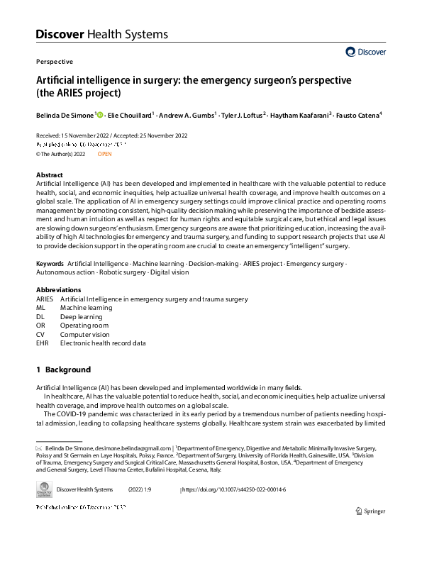 (PDF) Artificial intelligence in surgery: the emergency surgeon’s ...