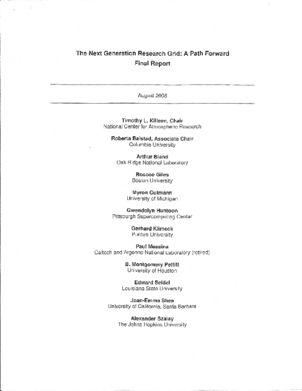 (PDF) The Next Generation Research Grid: A Path Forward: Final Report
