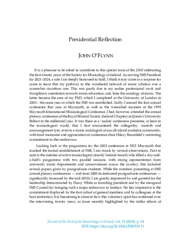 (PDF) Presidential Reflection