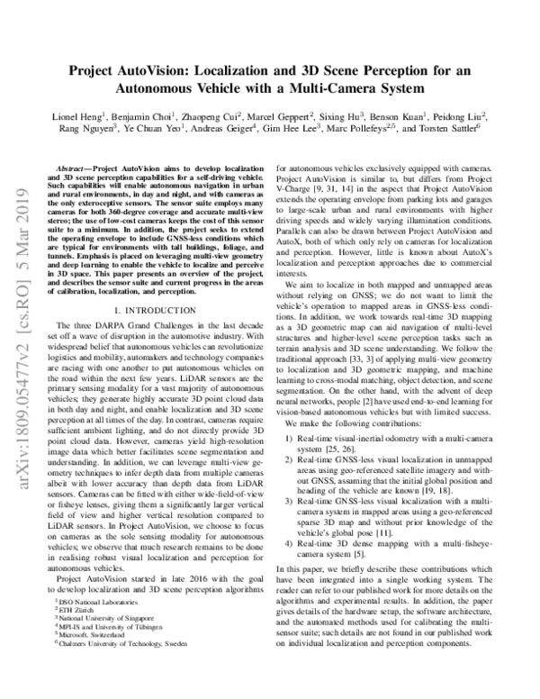 (PDF) Project AutoVision: Localization and 3D Scene Perception for an ...