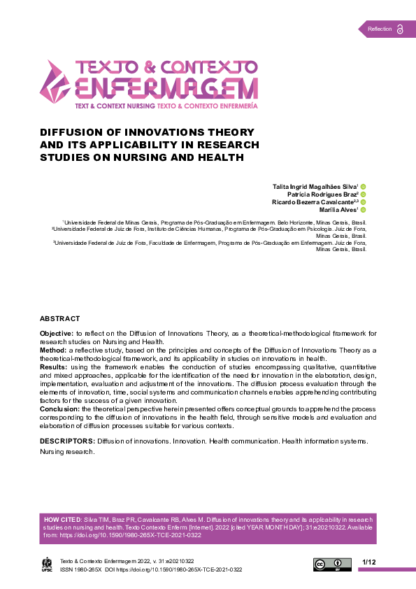 (PDF) Diffusion of Innovations Theory and Its Applicability in Research ...