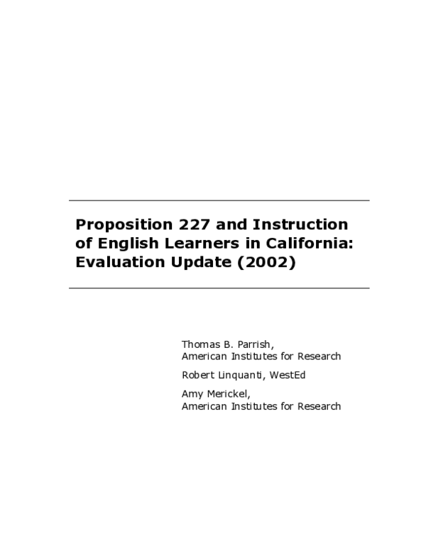 (PDF) Proposition 227 and Instruction of English Learners in California ...