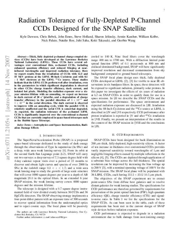 (PDF) Radiation Tolerance of Fully-Depleted P-Channel CCDs Designed for ...