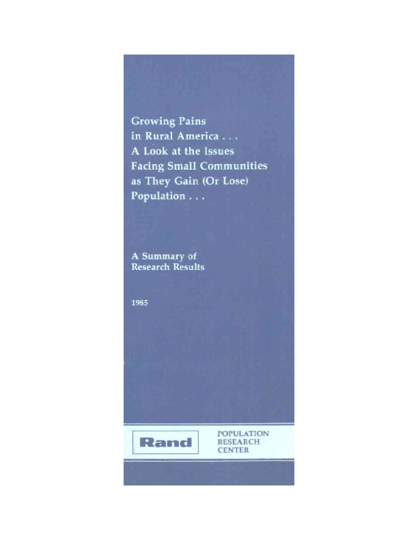 (PDF) Growing Pains in Rural America... A Look at the Issues Facing ...
