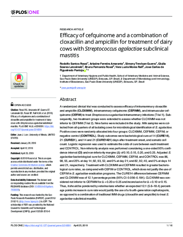 (PDF) Efficacy of cefquinome and a combination of cloxacillin and ...