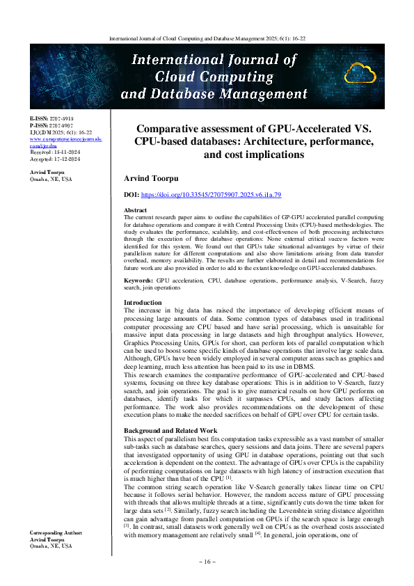 (PDF) Comparative assessment of GPU-Accelerated VS. CPU-based databases ...