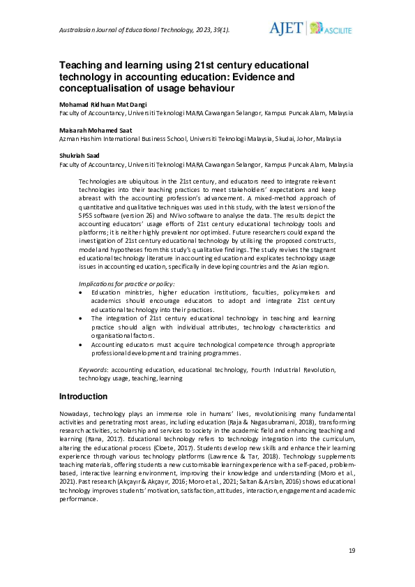 (PDF) Teaching and learning using 21st century educational technology ...