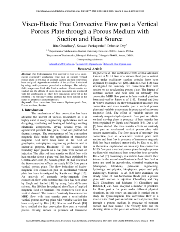 (PDF) Visco-Elastic Free Convective Flow past a Vertical Porous Plate ...