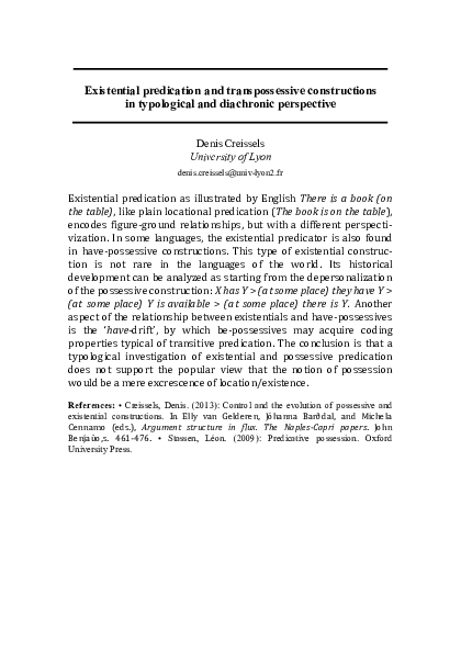 (PDF) Existential predication and transpossessive constructions in ...