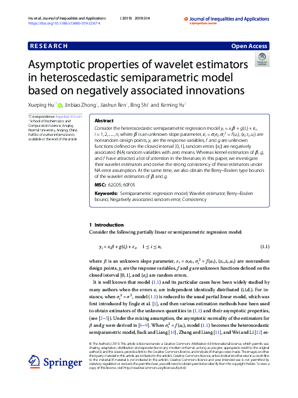 (PDF) Asymptotic properties of wavelet estimators in heteroscedastic ...