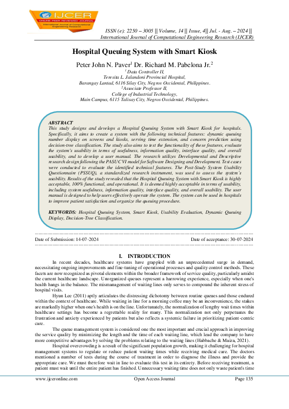 (PDF) Hospital Queuing System with Smart Kiosk