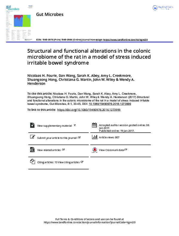 (PDF) Structural and functional alterations in the colonic microbiome ...