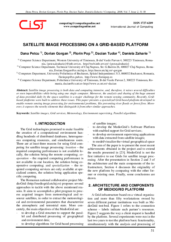 (PDF) Satellite Image Processing on a Grid-Based Platform