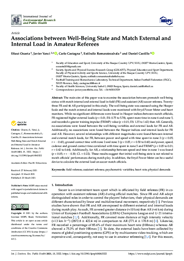 (PDF) Associations between Well-Being State and Match External and ...