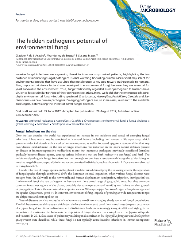 (PDF) The hidden pathogenic potential of environmental fungi