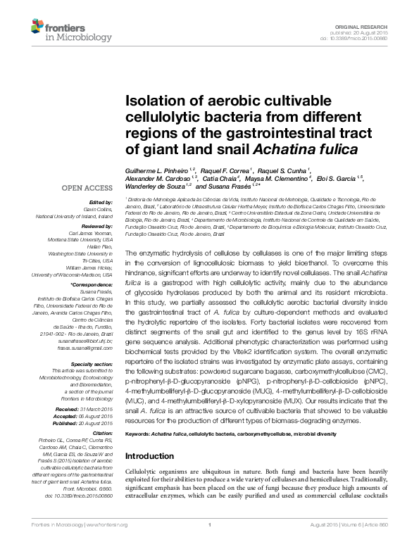 (PDF) Isolation of aerobic cultivable cellulolytic bacteria from ...