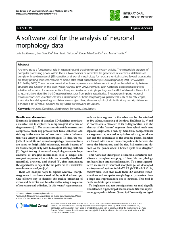 (PDF) A software tool for the analysis of neuronal morphology data