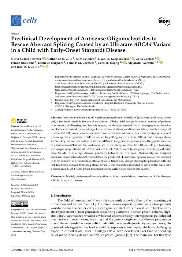 (PDF) Preclinical Development of Antisense Oligonucleotides to Rescue ...