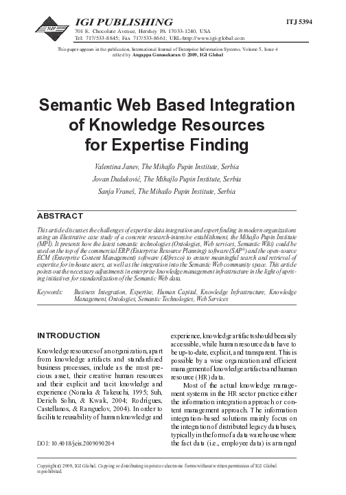 (PDF) Semantic Web Based Integration of Knowledge Resources for ...