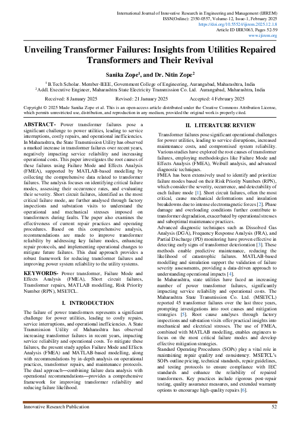 (PDF) Unveiling Transformer Failures: Insights from Utilities Repaired ...
