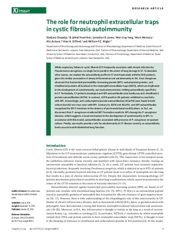 (PDF) The role for neutrophil extracellular traps in cystic fibrosis ...